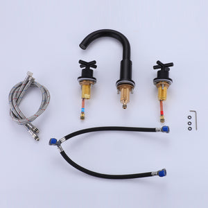 Stylish Two Handle Bathroom Sink Faucet with 3-Hole Installation