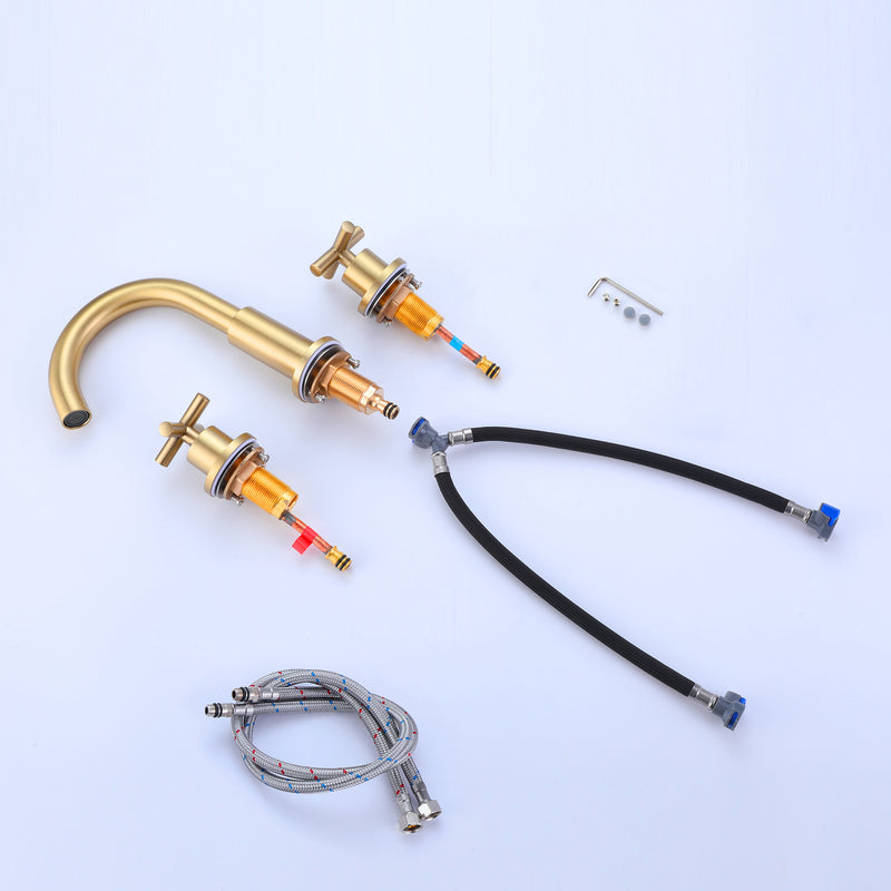 Stylish Two Handle Bathroom Sink Faucet with 3-Hole Installation