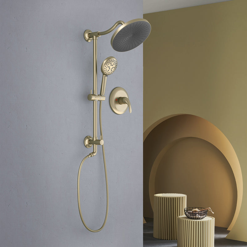 Gold Shower Fixtures Complete Shower System with Shower Head with Handheld High Pressure