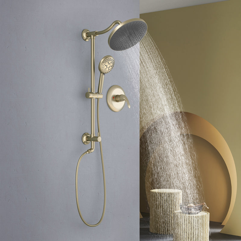 Retrofit Shower System Exposed Shower Fixture with Rain Showerhead and Handheld