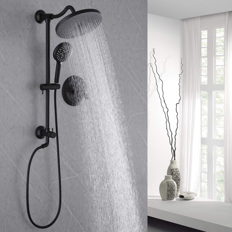 Matte Black Shower System with Anti-Scald Pressure Balance Valve