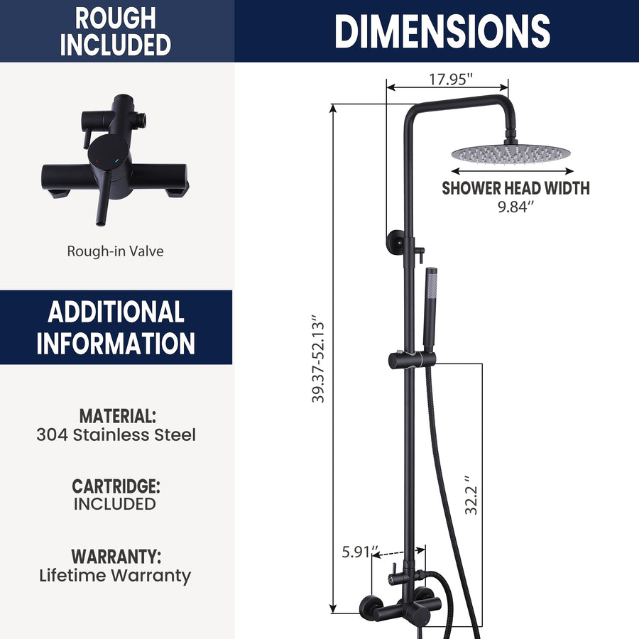 Modern Outdoor Shower Fixture with SUS 304 Stainless Steel