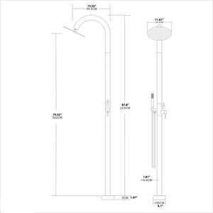 Freestanding Outdoor Shower Panel With Hand Shower