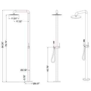 Freestanding Outdoor Shower with Detachable Shower Head