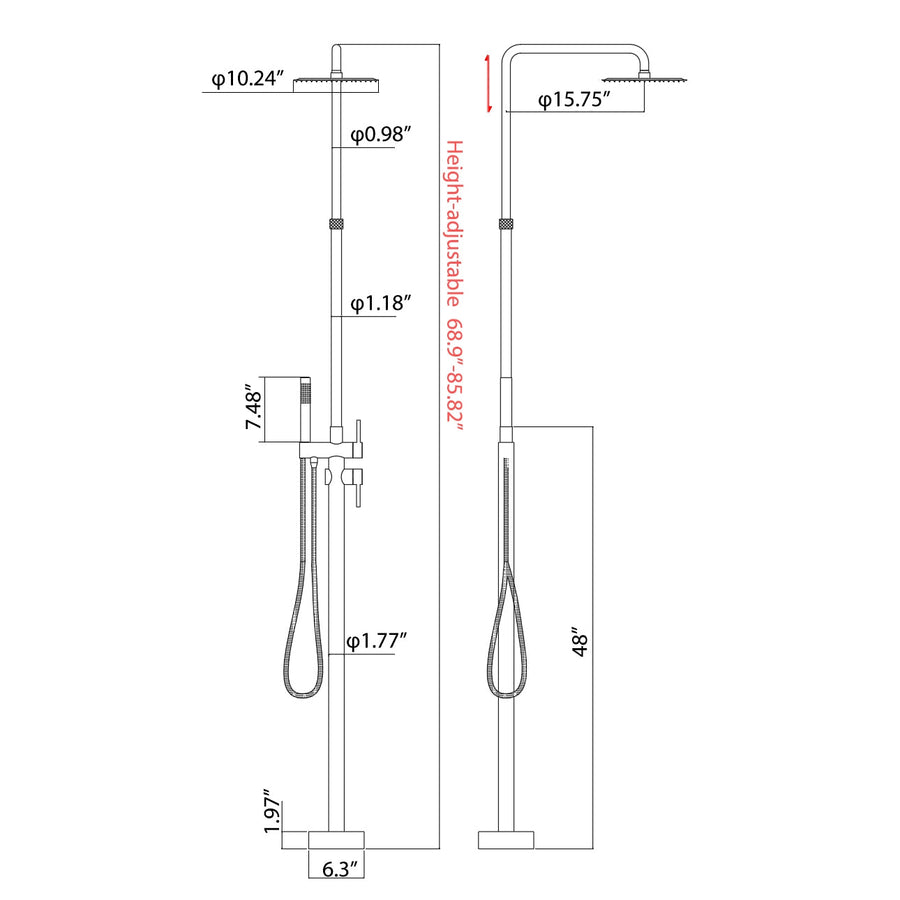 Stainless Steel Freestanding Outdoor Shower