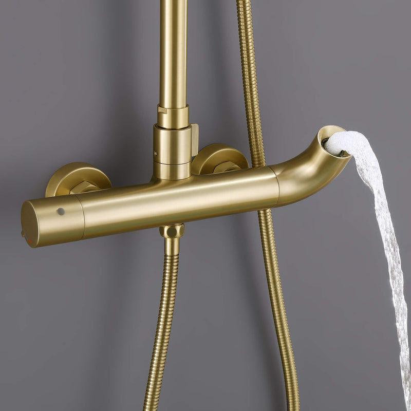 Exposed Complete Shower System with Handheld Rain Shower Head and Tub Spout
