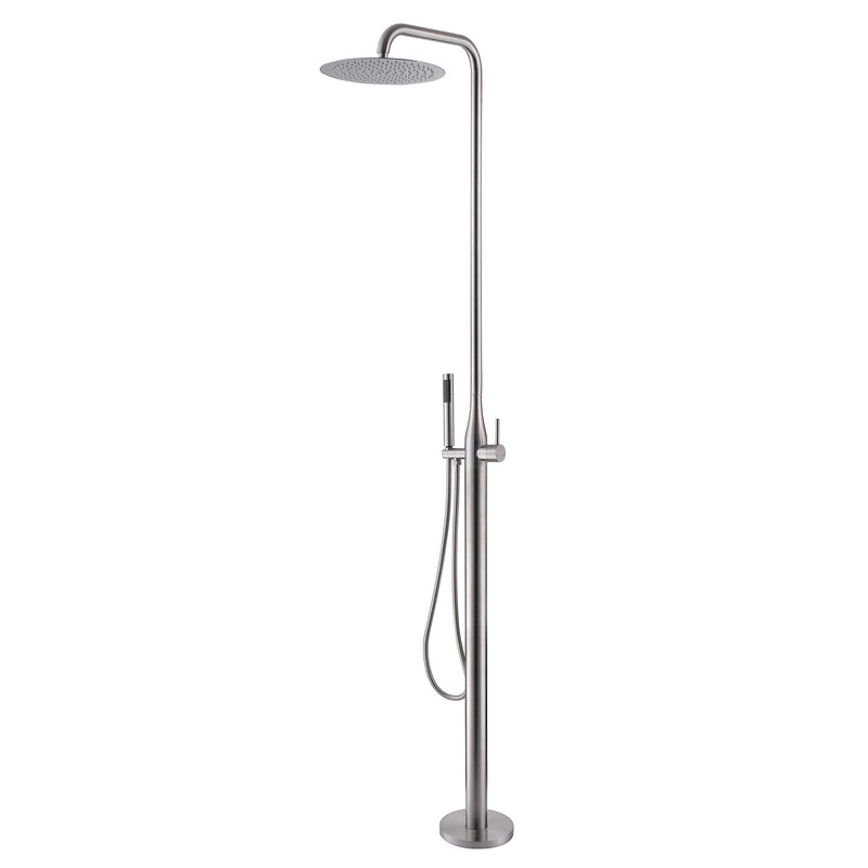 【Wholease】Stainless Steel Outdoor Freestanding Exposed Shower System with Handheld Shower