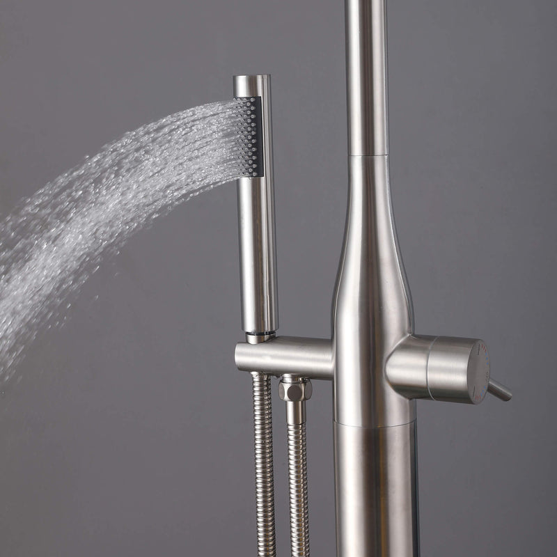【Wholease】Stainless Steel Outdoor Freestanding Exposed Shower System with Handheld Shower